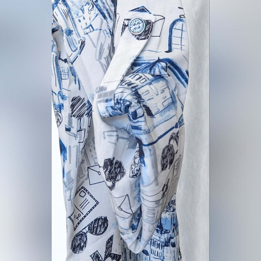 Karl Lagerfeld Blue White Graphic Button Up Shirt - Picture 4 of 4